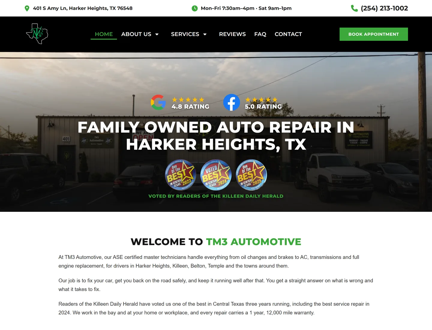 TM3 Automotive website on desktop